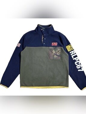 Polo Ralph Lauren Hi Tech Fleece Sweater P-93 RLPC67 American Flag Camo Mens 2XB